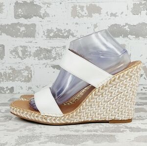 New Steve Madden Icey White Leather Wedge Heel Sandals M1011